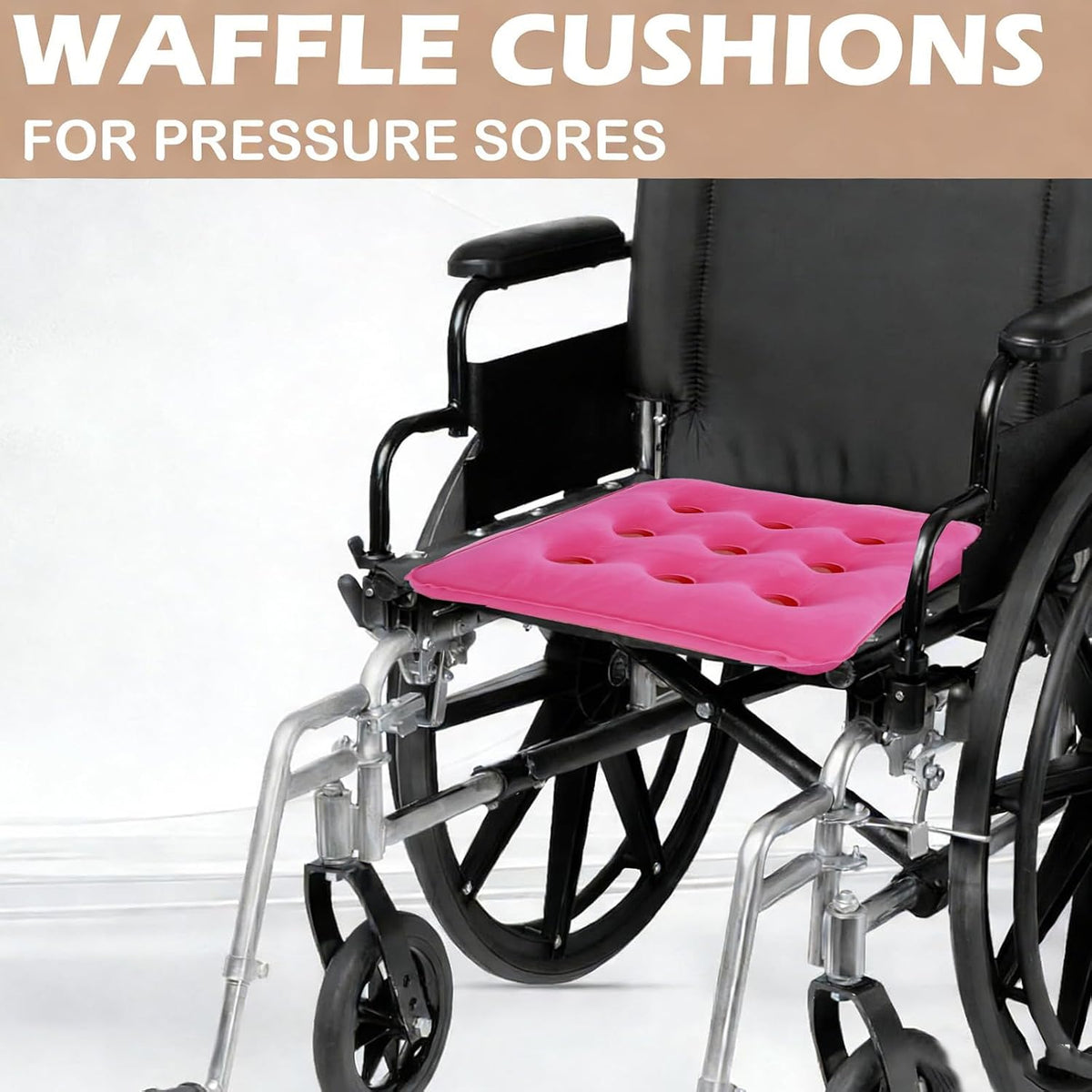 2-Pack Inflatable Waffle Cushion for Pressure Relief, Wheelchair Cushion for Pressure Redistribution, Portable Air Seat Cushions for Office Chair Car Seat, Breathable Seat Pad, Includes 1 Air Pumps