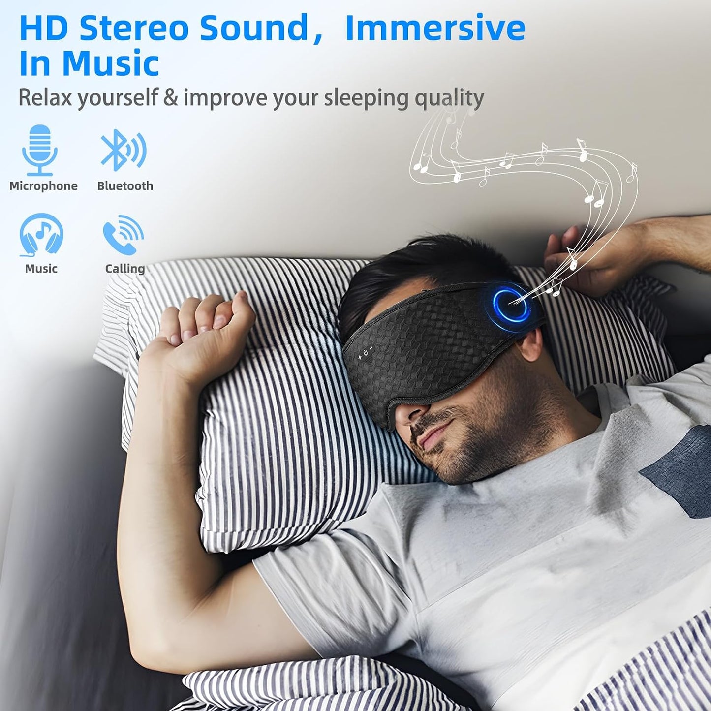 3D Sleep Mask with Bluetooth Headphones, Sleeping Headphones for Side Sleepers, Zero Eye Pressure, Adjustable Sleep Eye Mask, Ultra-Thin Stereo Speakers Perfect for Sleeping-Peacock Blue
