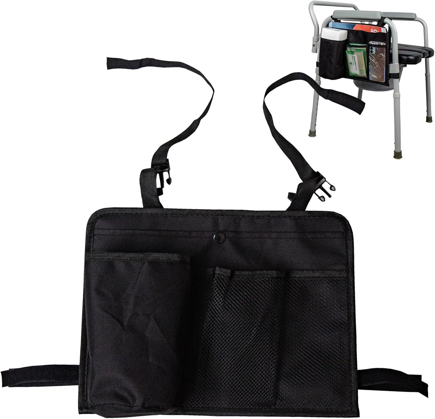 Bedside Commode Chair Hanging Bag Organizer Pouch - Hanging Storage Bag for Toilet Paper, Wipes Tissues,Mobile Phones Fits Mobility Toilet Chairs,Chairs Caddy Portable Toilet Chair Accessories