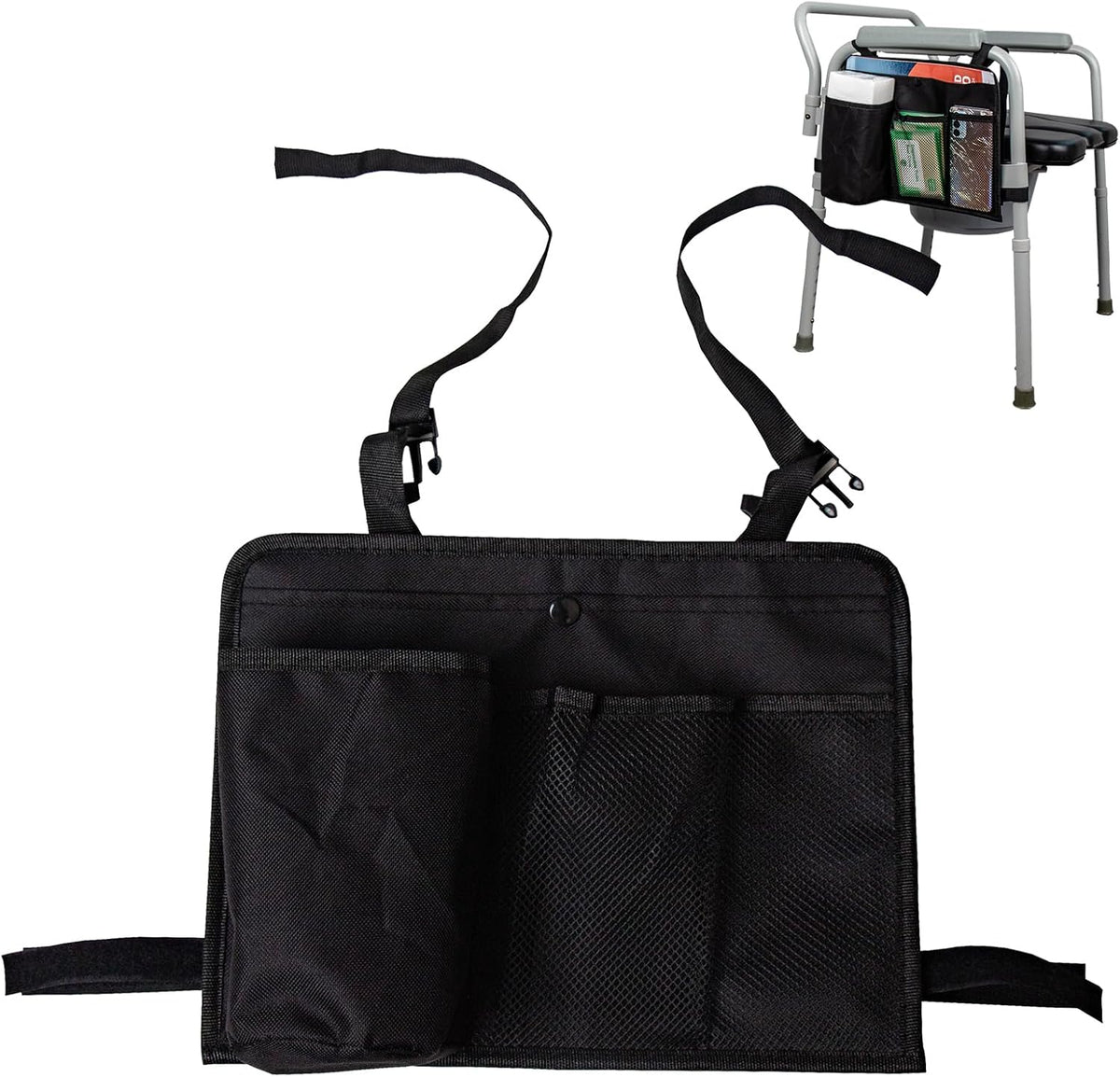 Bedside Commode Chair Hanging Bag Organizer Pouch - Hanging Storage Bag for Toilet Paper, Wipes Tissues,Mobile Phones Fits Mobility Toilet Chairs,Chairs Caddy Portable Toilet Chair Accessories