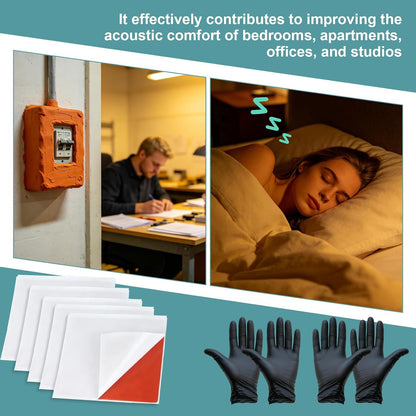 10Pcs Fire Putty Electrical Pads, 7”x7” Fire Barrier Pad, Acoustic Putty Pad with Disposable Gloves, Moldable Firestop Adhesive for Wall Openings, Soundproofing, Electrical Boxes (10pcs)
