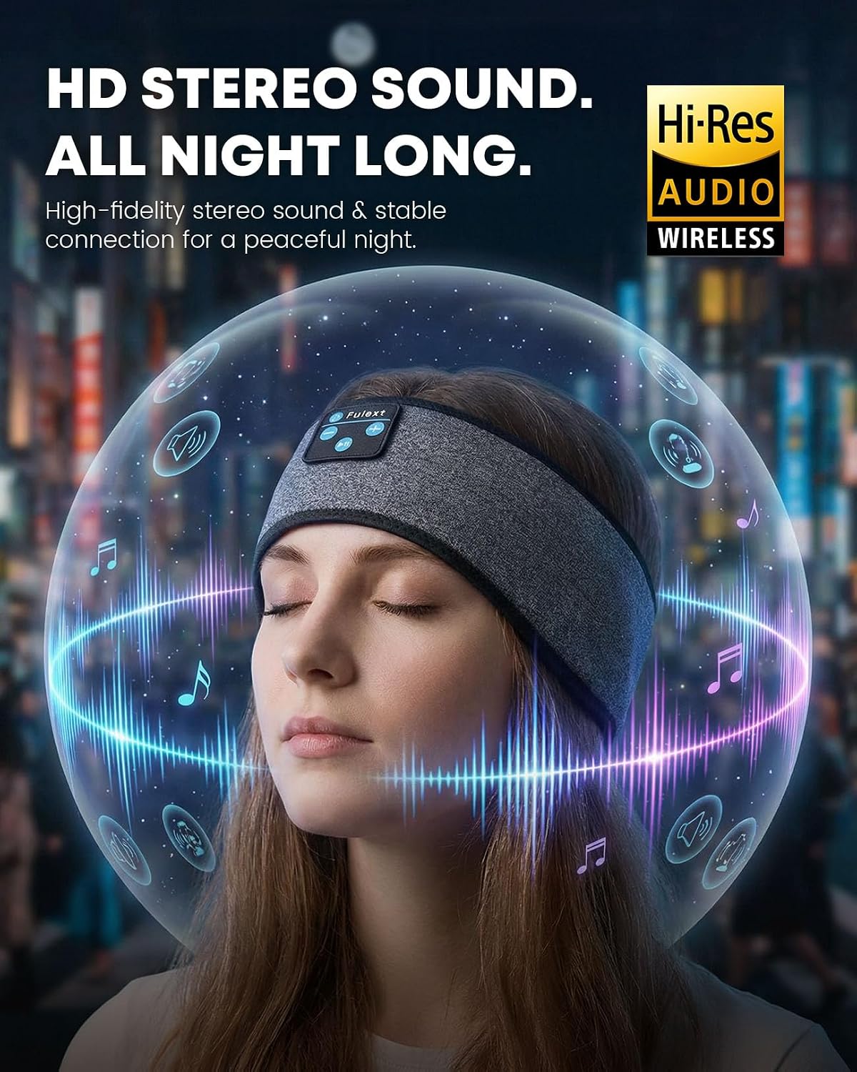 Sleep Headphones Bluetooth Headband,Sleeping Headphones Sports Headband, Long Time Play Sleeping Headsets with Built in Speakers Perfect for Workout,Running,Yoga