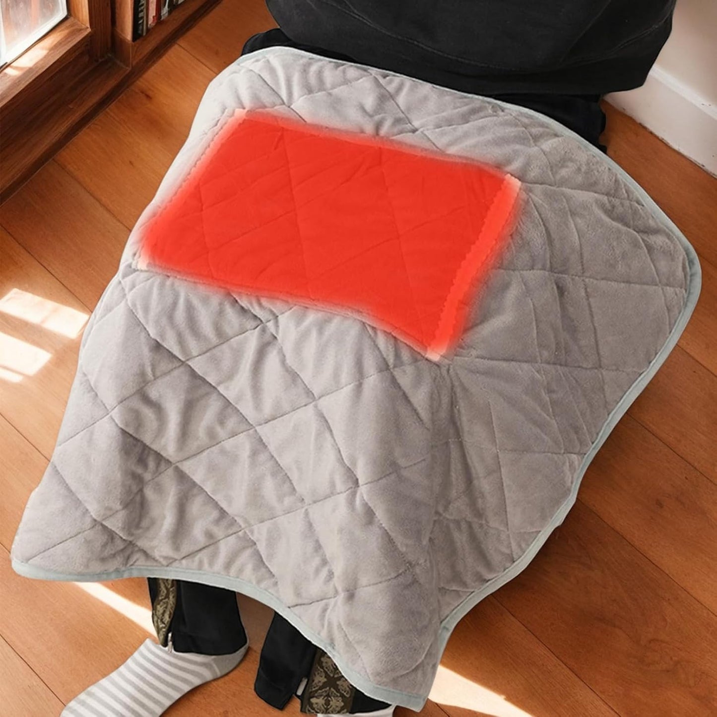 Heated Lap Blanket, 24x32 Inch Soft Warm Plush Car Heated Blanket with Pocket, Washable USB Heating Blanket, Portable Electric Lap Blanket for Office Home Dorm Car Travel, Grey