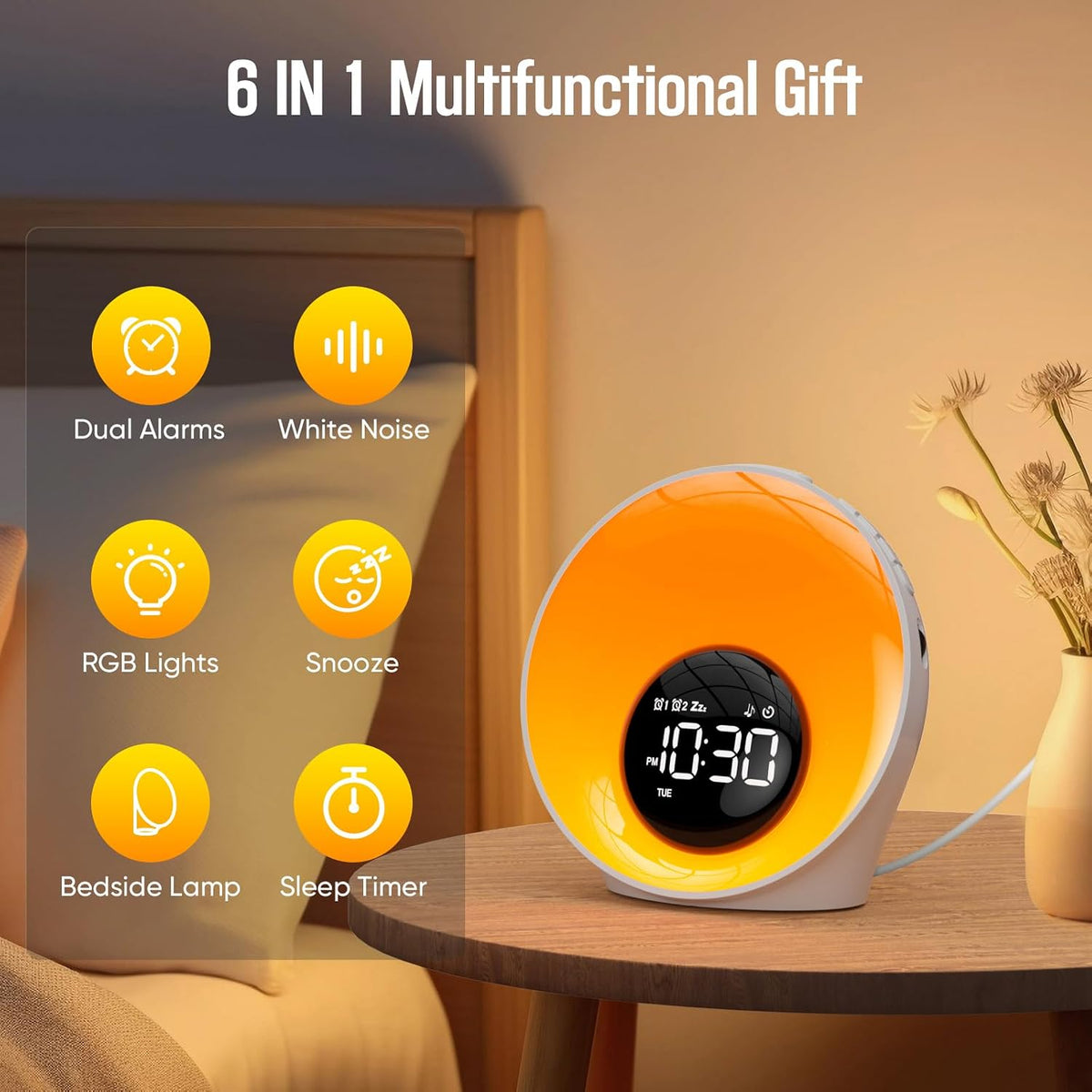 Wake Up Light Sunrise Alarm Clock, White Noise Sleep Sound Machine