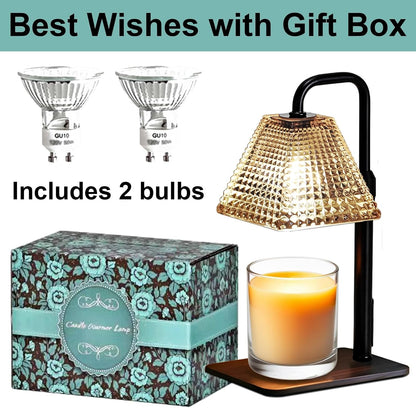 Candle Warmer Lamp with Timer Dimmer Adjustable Height,Electric Dimmable Wax Warmer for Scented Jar Candles,Mom Birthday Gifts for Women,House Warming Gifts New Home Bedroom Decor,Black