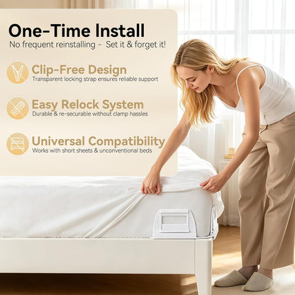Bed Sheet Holders for Corners and Sides, 4Pcs Heavy Duty Sheet Straps & Grippers, Mattress Sheet Holder Keep Sheets Tight All Night, Universal Fit for Fitted Sheets, Queen King Twin RV