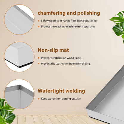 Upgraded 30" x 28"×2.5" 304 Stainless Steel Washing Machine Drip Pan | Heavy Duty Washer Drip Tray with Anti-slip Bottom Pad-Free with this Multi-Purpose Washer Drip Pan