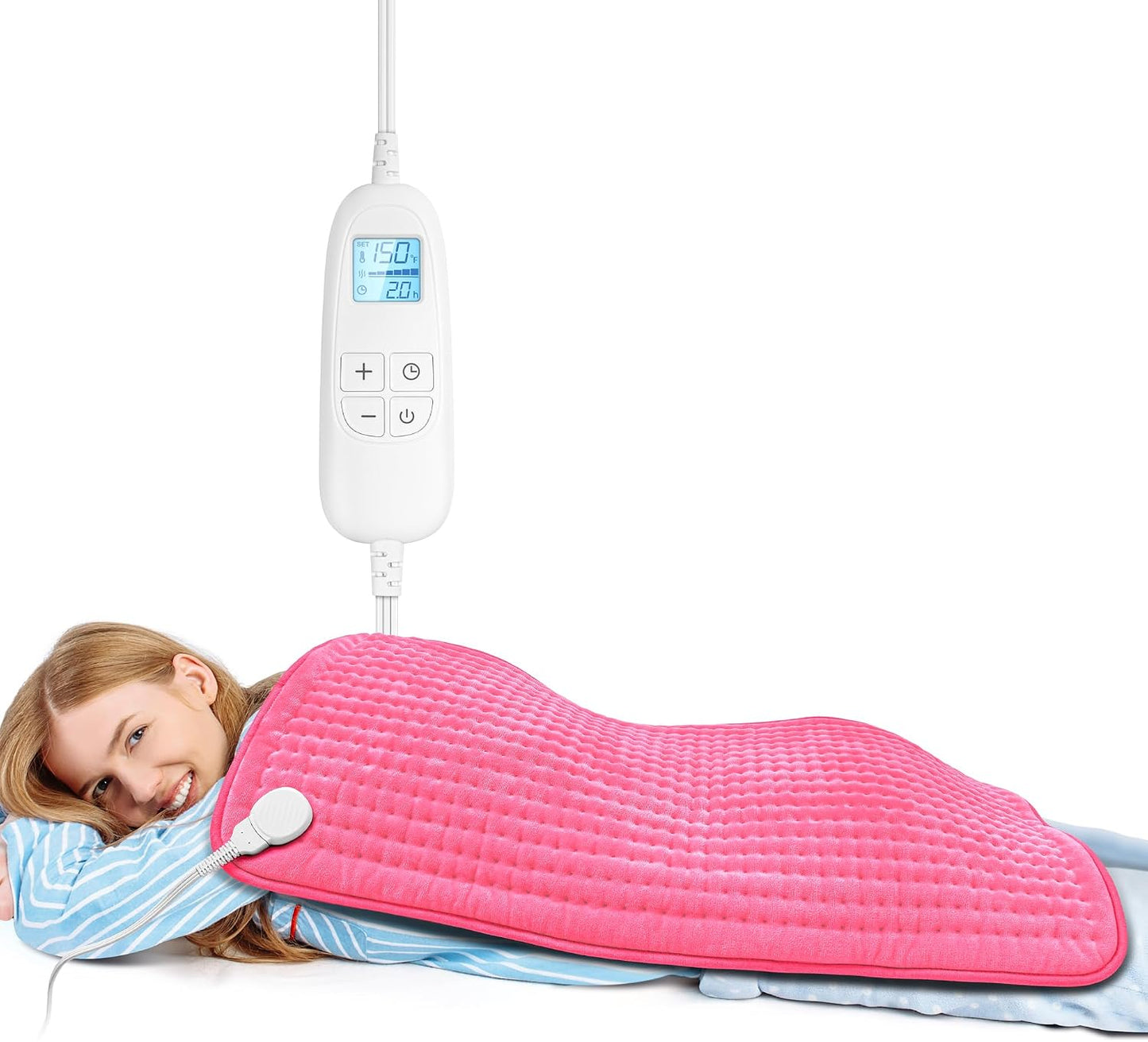 FluffyWarmth Electric Heating Pad for Back, Extra Large 17"x33", Ultra Soft | XXXL for Full Body, Period Cramps, Neck Shoulder Back Pain Relief, 6 Heat Settings 4 Timers Heating Pad, Gifts for Women Men