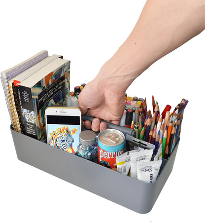 Portable Caddy American Made, DIY Dividers, 8 Compartments, Supply Organizer, Portable Tote Basket with Handle Storage Organizer Bathroom, Office, Crafts, or School Supplies