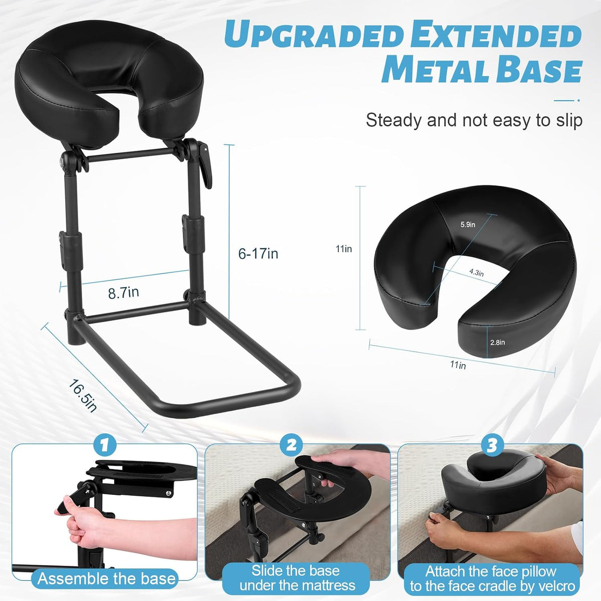 Massage Headrest for Bed, Head Holder & Face Cradle with Face Down Pillow