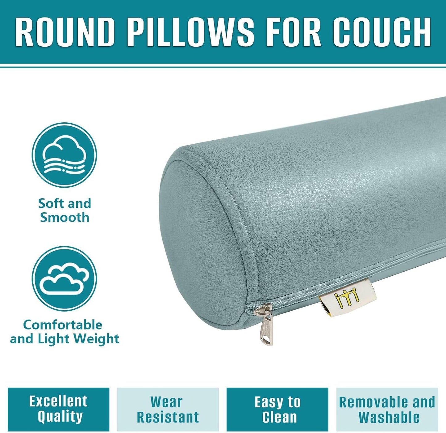 2 Pack Neck Roll Pillow, High-Density Foam Cylinder Bolster Pillow for Neck, Back & Lumbar Support, Ergonomic Round Pillow for Side Sleepers, Sleeping, Removable Washable Cover (7.9''x23.6'' Orange)
