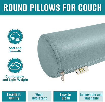 2 Pack Neck Roll Pillow, High-Density Foam Cylinder Bolster Pillow for Neck, Back & Lumbar Support, Ergonomic Round Pillow for Side Sleepers, Sleeping, Removable Washable Cover (7.9''x23.6'' Orange)