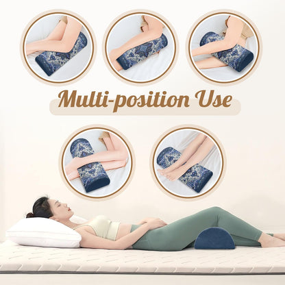 Knee Pillow for Back Sleeping – Half Moon Bolster Pillow for Under Knee While Sleeping Support, Leg & Back Pain Relief (21.5x9x5 Inches)