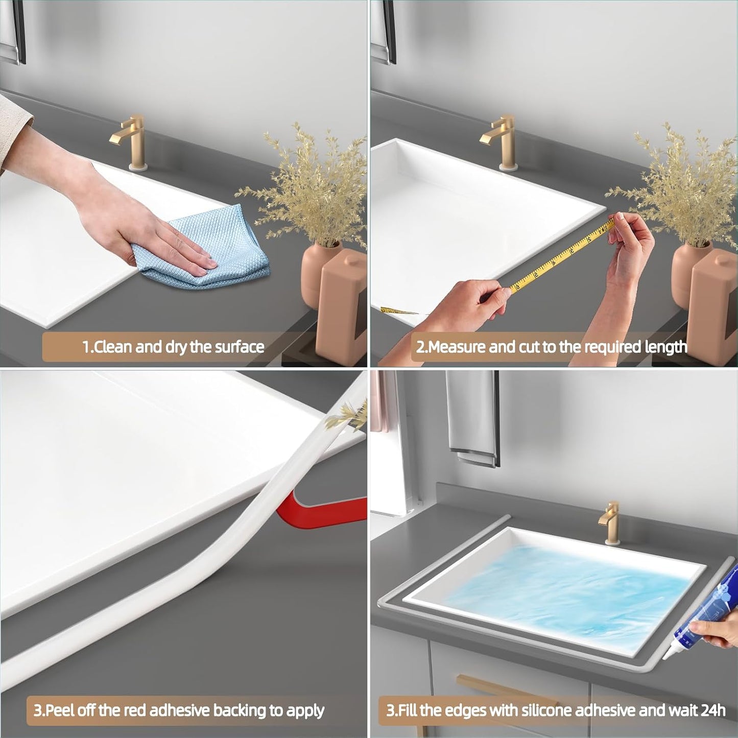 39” Transparent Shower Threshold Water Dam Stopper for Dry Wet Separation | Self Adhesive Collapsible Walk in Shower Splash Guard Seal Strip,Silicone Sink Edge Water Barrier for Bathroom,Kitchen