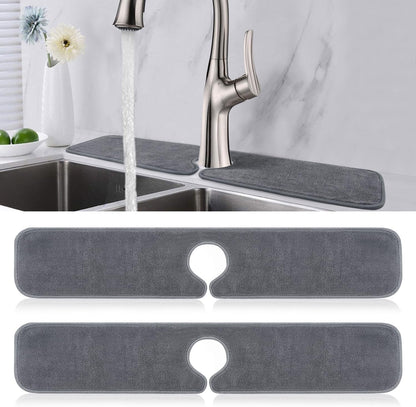 PoYang 4 Pack Faucet Mat for Kitchen Sink Splash Guard, Long 24x5 Inch