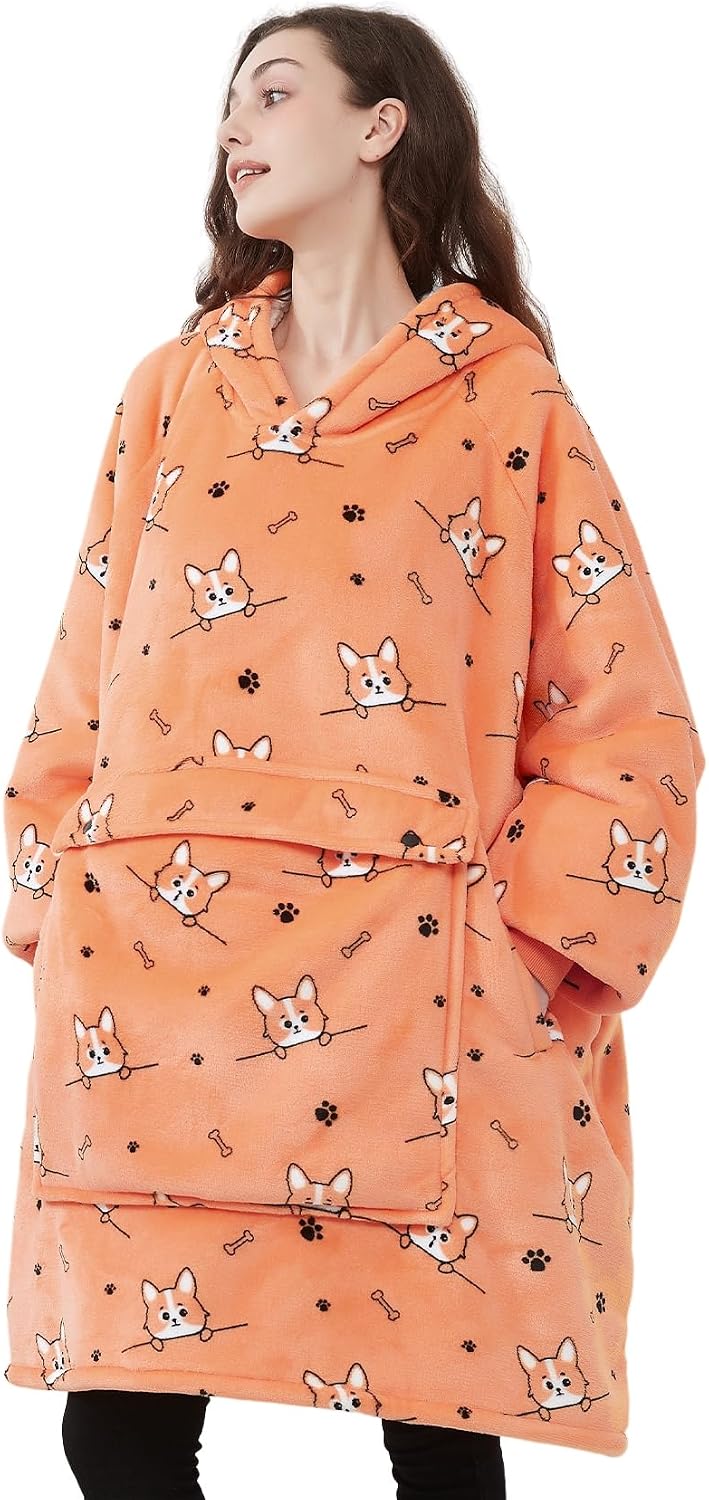Wearable Blanket Hoodie for Adults With Pocket Strawberry Hoodie | Sherpa, Fuzzy Blanket Hoodie, Oversized Sweatshirt Blanket, Kangaroo Pouch, Cute Birthday Gifts for Sister, Cute Stuff