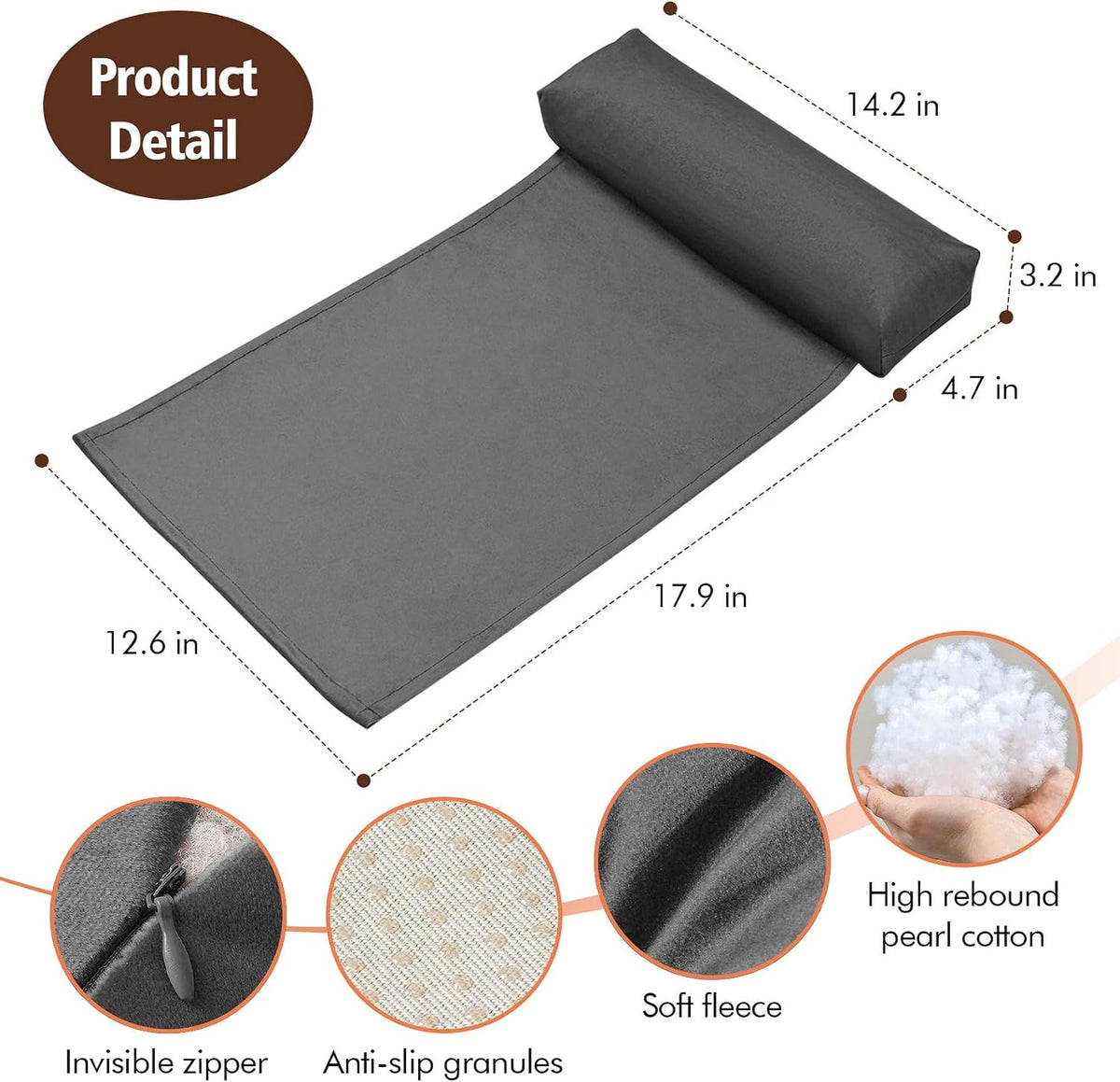 WdFour Velvet Neck & Head Pillow for Recliner Chair, Small Ergonomic Cervical Support Pillow for Home, Office and Travel, Non-Slip Cushion for Tension Relief & Shoulder Comfort (Chocolate)