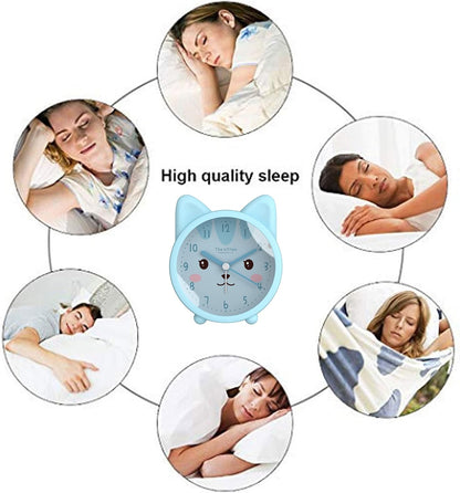 3" Cat Silicone Analog Alarm Clock Silent Non Ticking Backlight Desk Clock