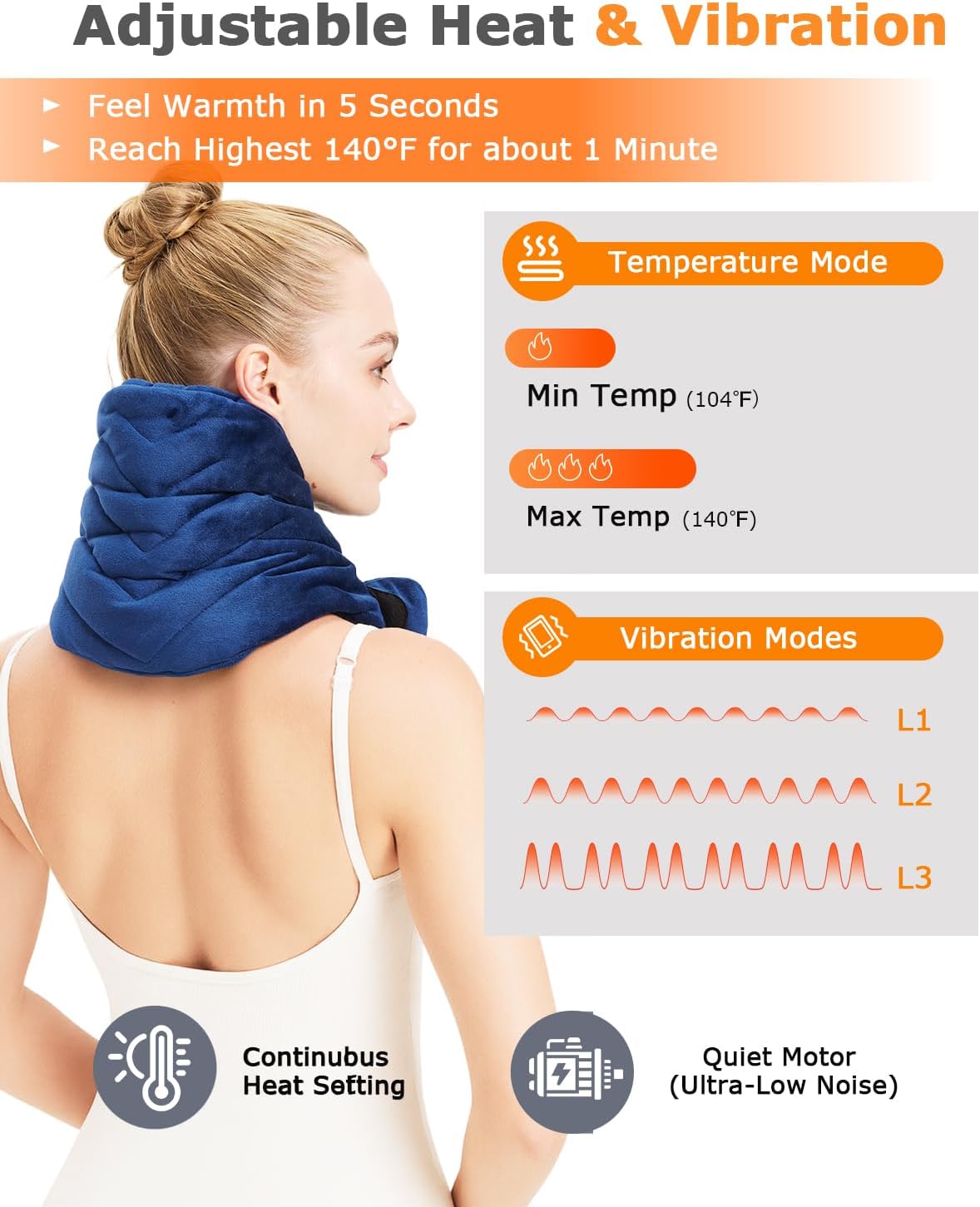Cordless Leg Massager for Circulation and Pain Relief - 5000mAh Portable Heating Pad for Leg and Calf with 3-Level Vibration Massage, 104-140℉ Adjustable Temperature & 30/45/60 Min Timer
