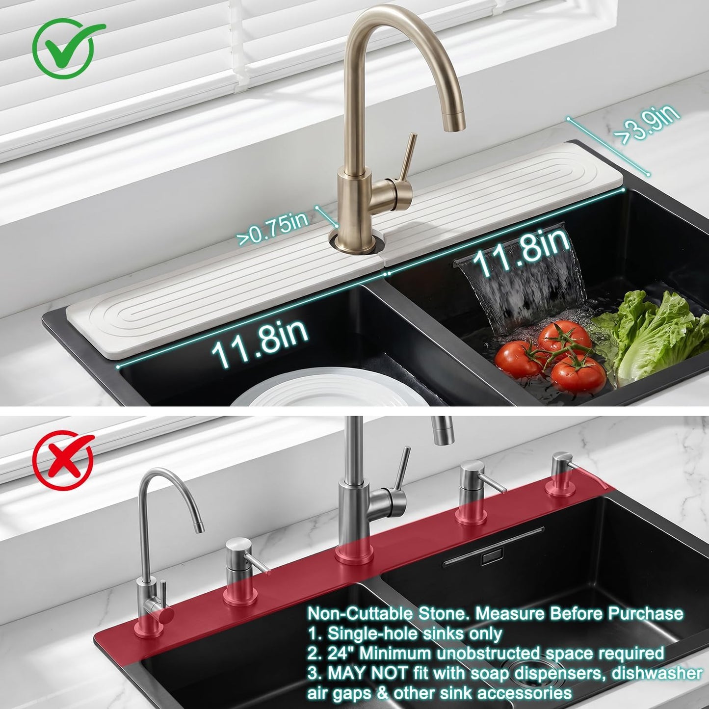 Fast Dry Stone Faucet Mat for Bathroom Sink Kitchen Counter Marble Trays | Small Diatomite Sink Splash Guard White Absorbent Tray Counter Quick Drying Stone Kitchen Diatomaceous Earth Around Faucet