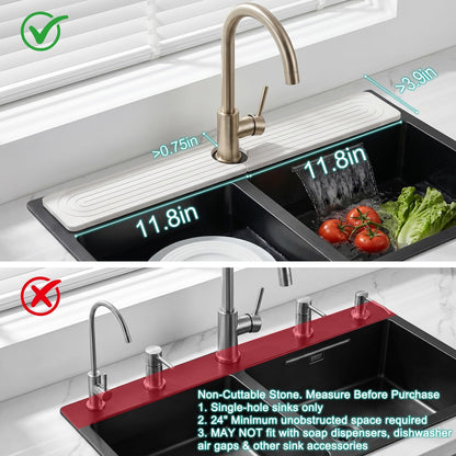 Fast Dry Stone Faucet Mat for Bathroom Sink Kitchen Counter Marble Trays | Small Diatomite Sink Splash Guard White Absorbent Tray Counter Quick Drying Stone Kitchen Diatomaceous Earth Around Faucet