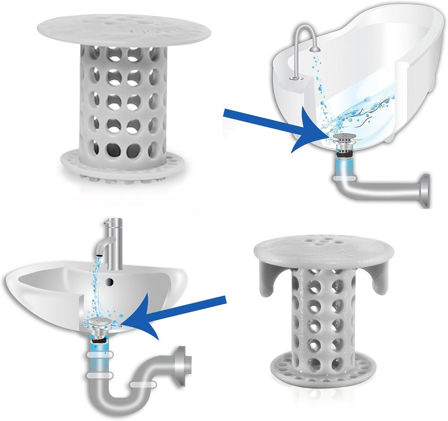 TubShroom and SinkShroom Drain Protectors Hair Catchers for Bathtubs and Sinks, Chrome