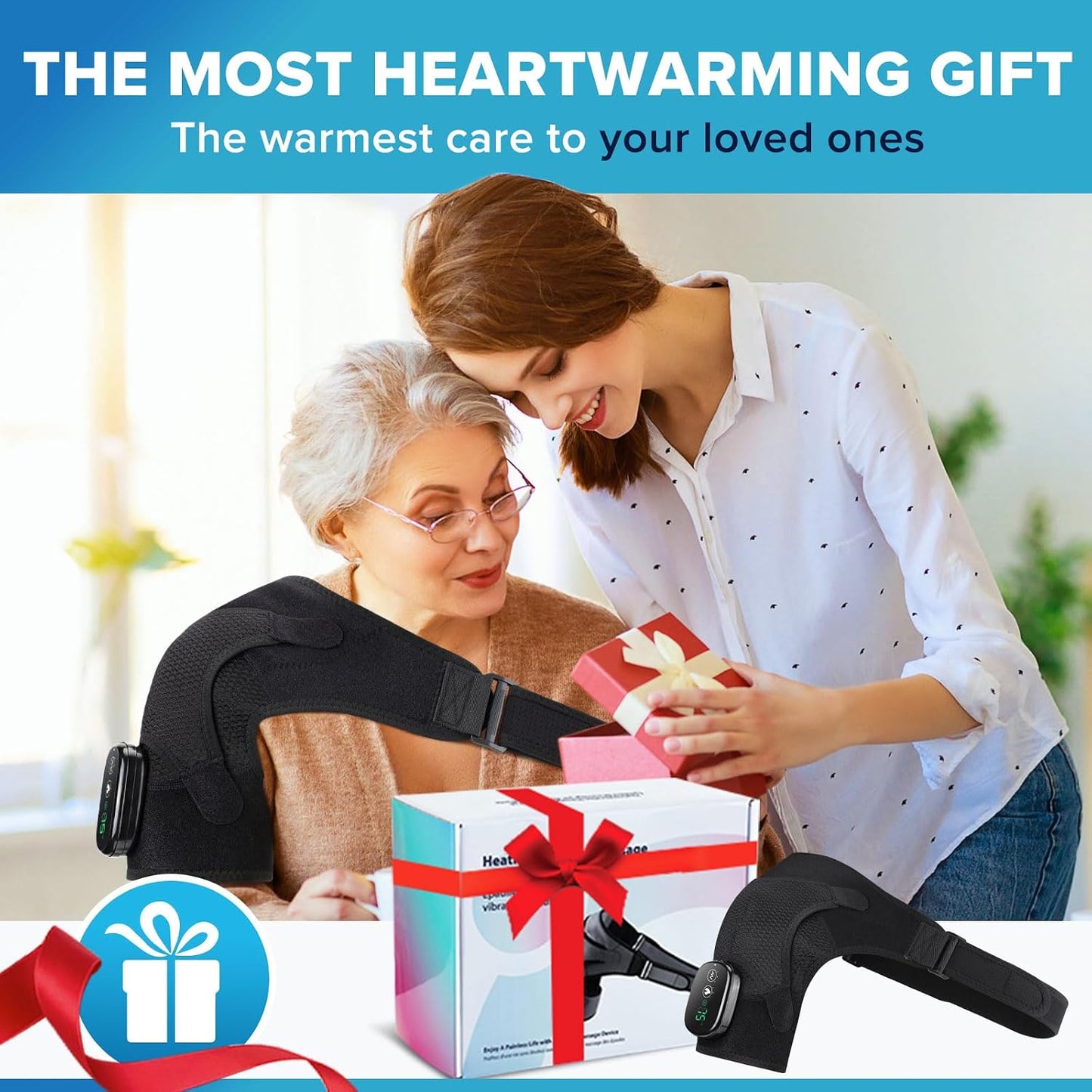 Heated Shoulder Wrap with Massage, Shoulder Heating Pad for Rotator Cuff Frozen Shoulder, Cordless Shoulder Heating Pads Shoulder Massager with Heat