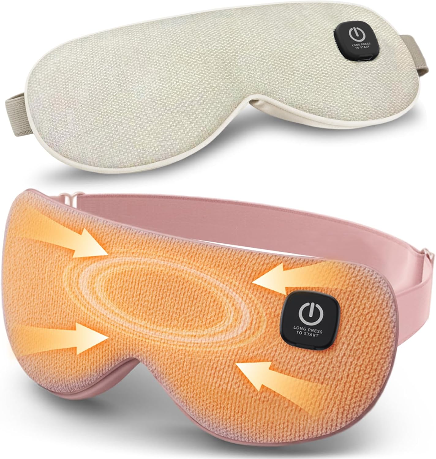 Cordless Heated Eye Mask, Rechargeable Mask with 4 Heat Levels for Dry Eyes | Fast Heating Mask with Washable Covers for Sleep, Travel, MGD, Blepharitis, 1500mAh Large Battery, Purple & Beige