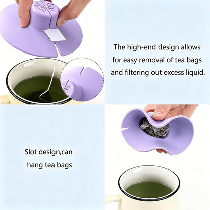 Silicone Tea Bag Holder for Mug to Prevent String Slipping, Light Green Tea Bag Squeezer Cover Lid, Reusable Teacup Steeping Accessory