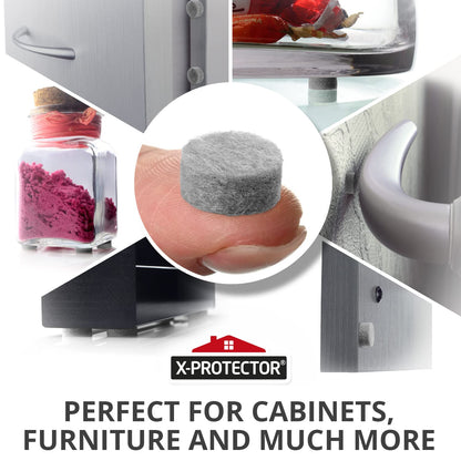 Cabinet Door Bumpers X-Protector 100 PCS – Small Felt Pads 3/8” (Brown) | Ideal Felt Bumpers – Self-Adhesive Thick Felt Dots – Bumper Pads to Protect Glass & Other Surfaces!