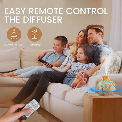 Aeshory Aromatherapy Diffuser & 12 Essential Oils Set, 550ML Aromatherapy Diffuser for Home, Ultrasonic Cool Mist Humidifier with Remote Control 4 Timer 7 Color LED Light, Waterless Auto Off, Dark