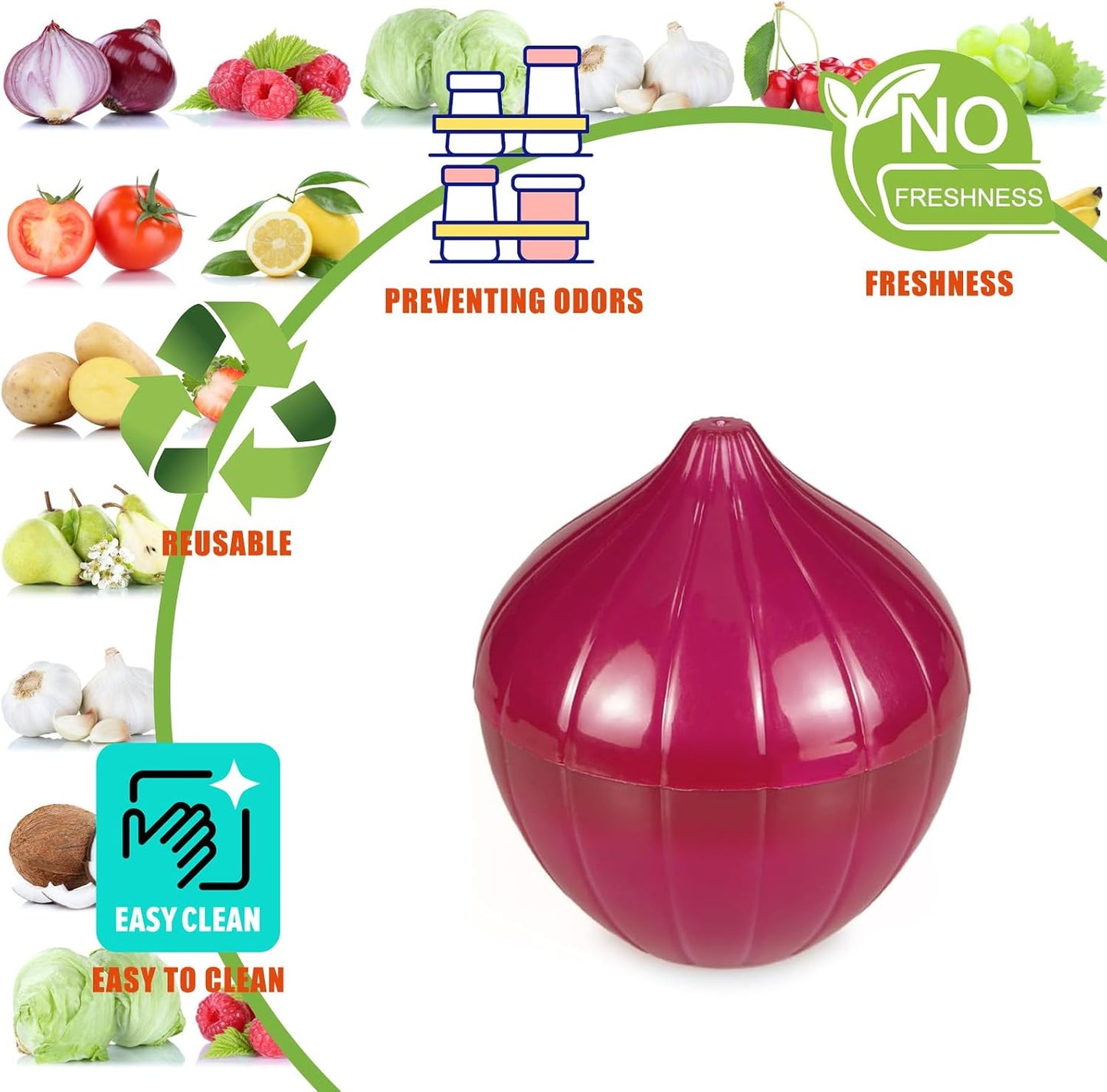 Vegetable and Fruit Storage Containers for Refrigerator, Lemon Tomato Garlic Avocado and Onion Storage, Food Storage Containers with Lids, Pack of 5