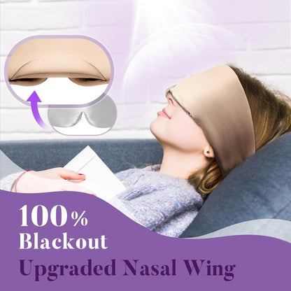 Sleep Mask, Eye Mask Weighted Light Blocking Eye Cover, Travel Mask | Softer Than Silk, Night Sleeping Mask for Women Men, Comfortable Adjustable Band Camel