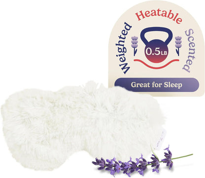 warmies Microwavable Eye Mask for Warmth & Comfort - Heating & Cooling Compress for Calming Relaxation - Weighted & Heated Eye Mask with Scented Lavender for Sleeping - Snowy