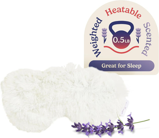 warmies Microwavable Eye Mask for Warmth & Comfort - Heating & Cooling Compress for Calming Relaxation - Weighted & Heated Eye Mask with Scented Lavender for Sleeping - Snowy