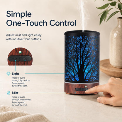 Tree Essential Oils Diffuser for Home 150ML Aromatherapy Diffuser | Birthday Gifts for Women mom,Metal Cool Mist Humidifier with 7 Colors Lights Waterless Auto Off Air Diffusers