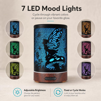 Tree Essential Oils Diffuser for Home 150ML Aromatherapy Diffuser | Birthday Gifts for Women mom,Metal Cool Mist Humidifier with 7 Colors Lights Waterless Auto Off Air Diffusers