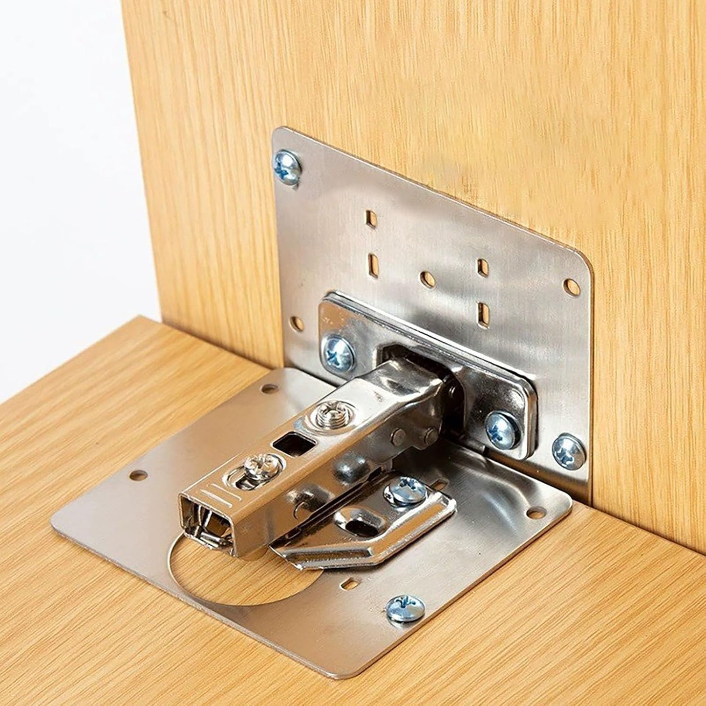 8 Pcs Hinge Repair Plate, 3.5 Inch x 3.5 Inch Stainless Steel Cabinet Door Panel Reinforcement Plate for Installation and Repair of Hinges (8)