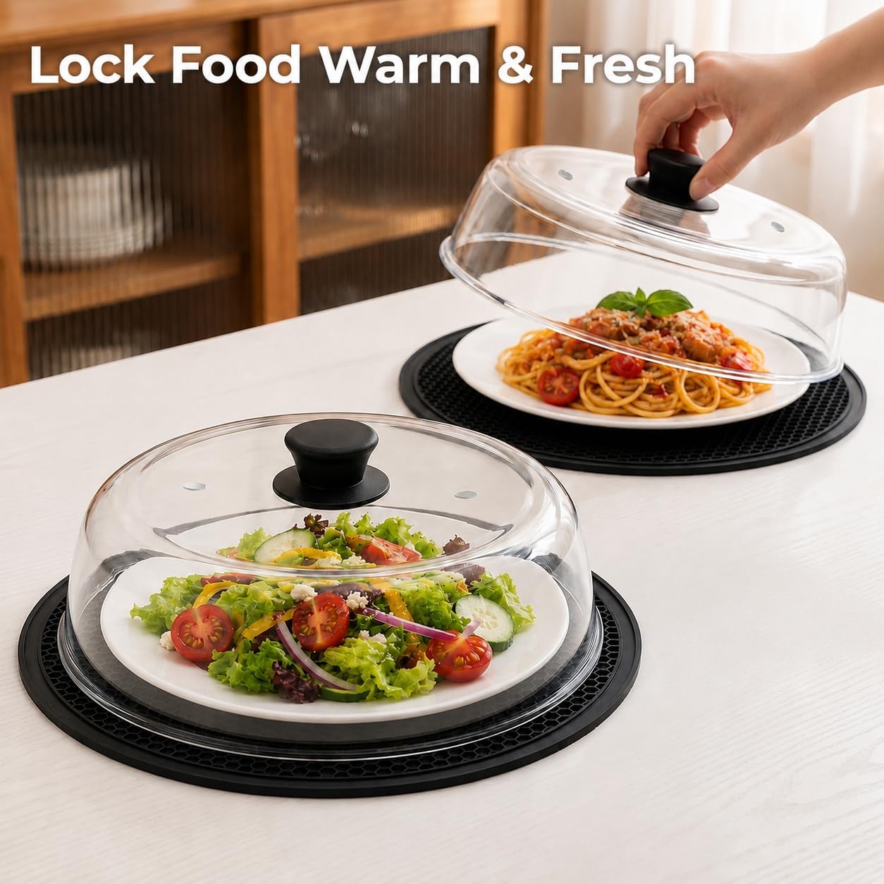 UFORU 10 Inch Glass Microwave Splatter Cover For Food With Steam Vent | Plate Cover,BPA Free Borosilicate Glass Microwave Lid,Silicone Handle,Dishwasher-Safe Splatter Guard for Bowls Plates