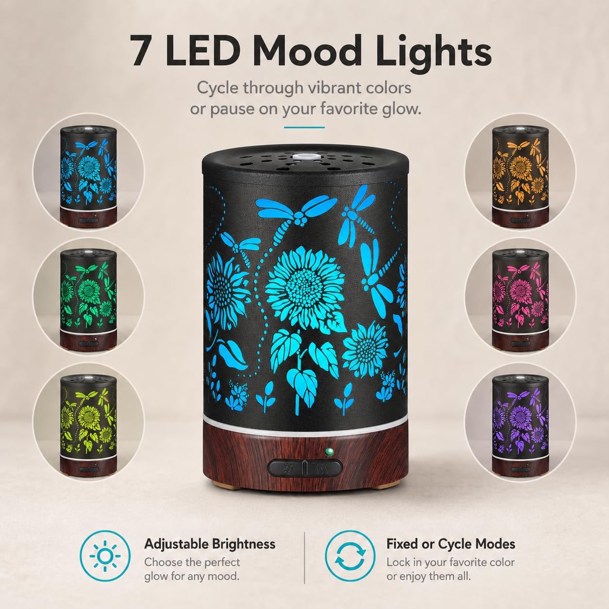 Tree Essential Oils Diffuser for Home 150ML Aromatherapy Diffuser | Birthday Gifts for Women mom,Metal Cool Mist Humidifier with 7 Colors Lights Waterless Auto Off Air Diffusers
