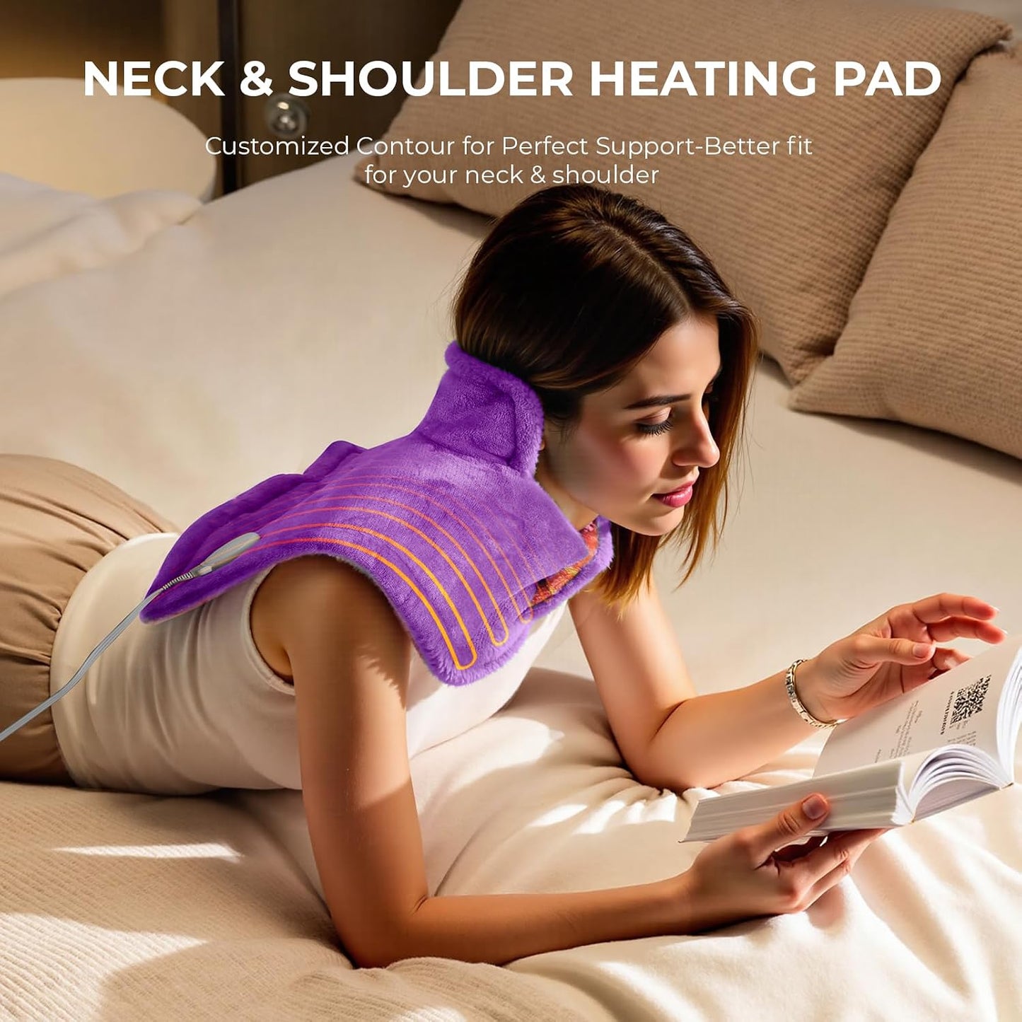 VAAGHANM Heating Pad: Electric Weighted Instant Heat Pad for Neck & Shoulders & Back -6 Heat Options & 6 Auto Timer Mode -for Office/Home/Post-Workout