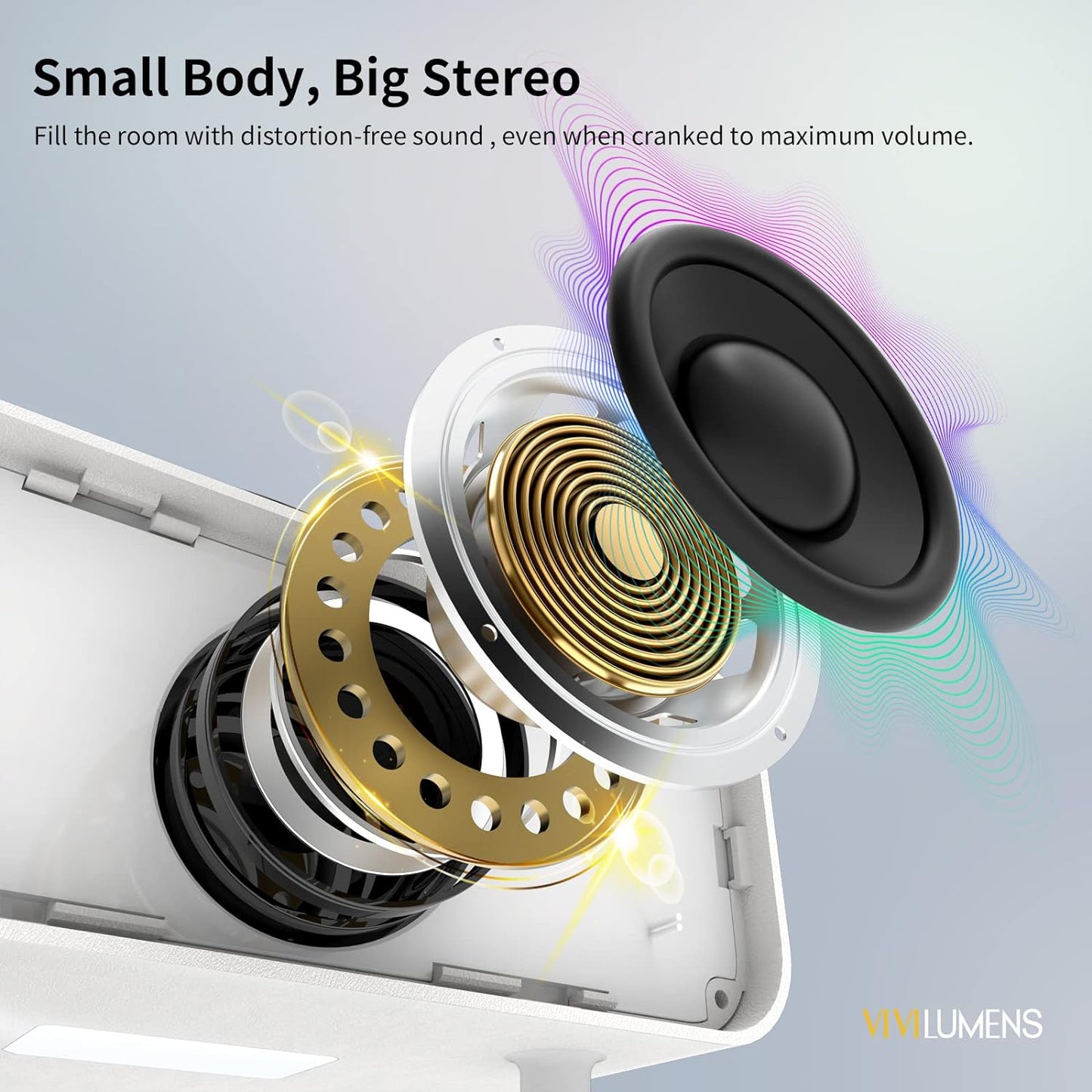 Vivilumens Speaker Bluetooth Wireless Charging 5 in 1 Speaker Loud for Adults Teens Aesthetic Book Shape Sunrise Gentle Wake Up Light for Bedroom Decor Bedside Tech Gifts