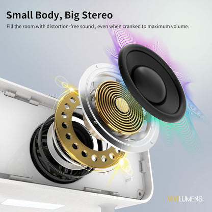 Vivilumens Speaker Bluetooth Wireless Charging 5 in 1 Speaker Loud for Adults Teens Aesthetic Book Shape Sunrise Gentle Wake Up Light for Bedroom Decor Bedside Tech Gifts