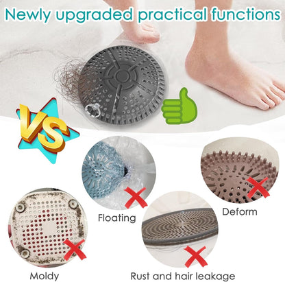 Shower Drain Hair Catcher, 5.5in Shower Hair Catcher Large Premium Silicone Drain Protector Strainer, Shower Drain Cover for Shower Room, Floor Drain, Bathroom Sink, Dark Grey