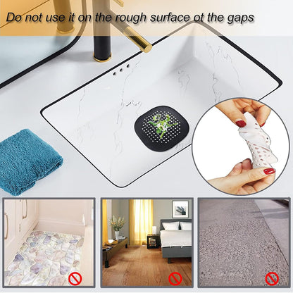 Bovinde Hair Drain Catcher,Square Cover for Shower 2 Pack (Black) | Drainer Cover Silicone Hair Stopper with Suction Cups,Protector Accessories,Easy to Install Suit for Bathroom,Bathtub,Sink