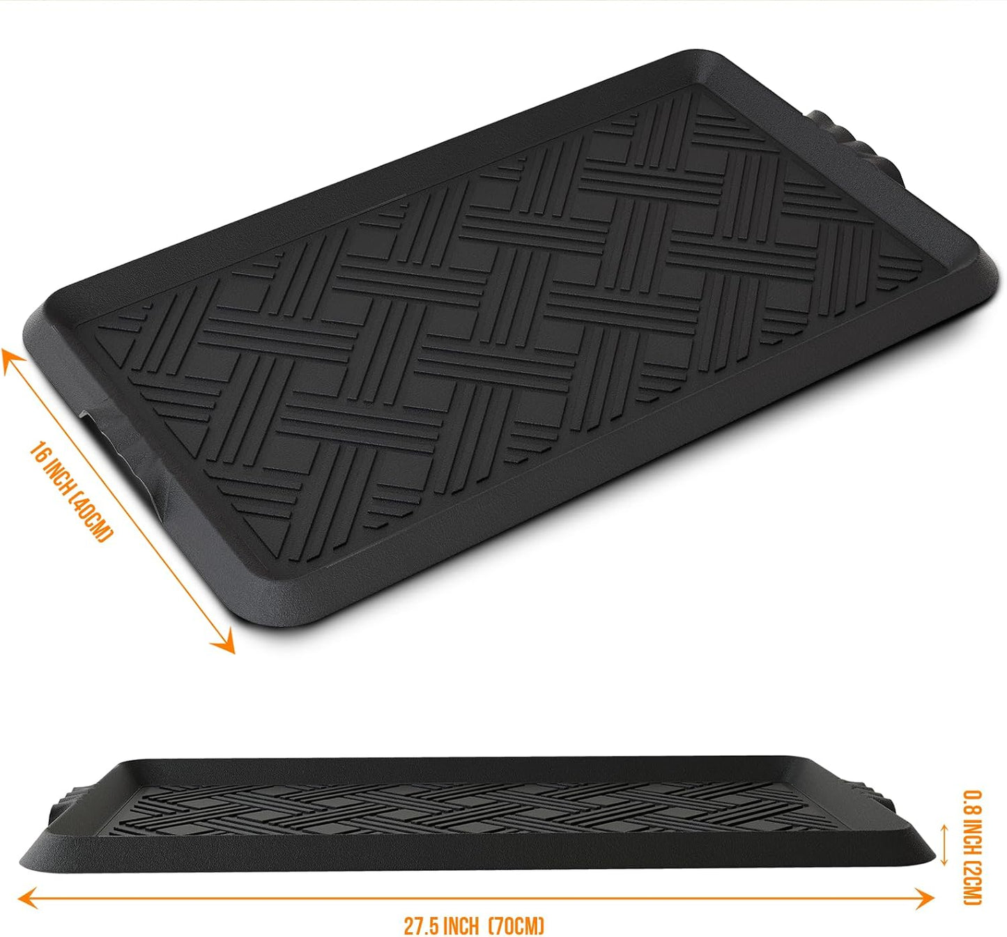 Rubber Boot Tray, Shoe Trays for Entryway, Versatile Boot Mat Tray with Raised Edge, 27.5"x16" Rubber Mat for Shoe Organizer Indoor/Outdoor Use
