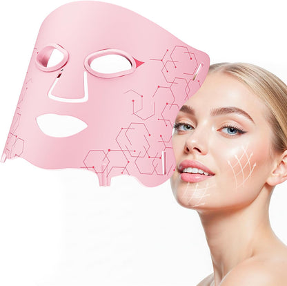 Red Light Therapy Mask with Cooling Gel Pack, 7-Color NIR 850nm LED Face Mask, LED Light Therapy Mask (E106A) with Rechargeable Remote - 180 Mins Use, Red Light Mask Home Travel Gift, Black
