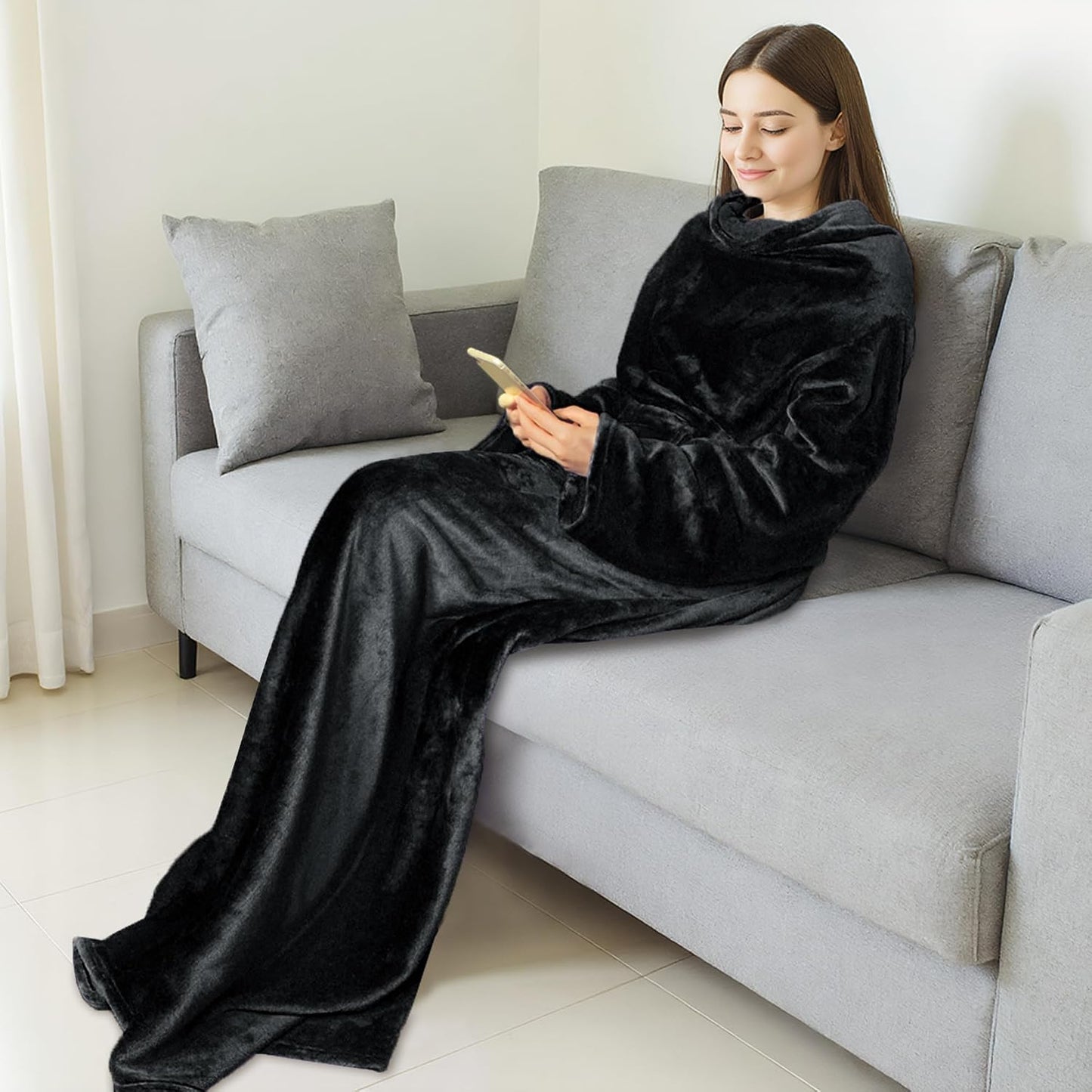 Catalonia Wearable Blanket with Sleeves for Women & Men, Fleece Wrap Throw | Cozy Sleeve Design for Hands-Free Comfort, Perfect for Reading, TV Time & Relaxing, Christmas & Birthday Gift