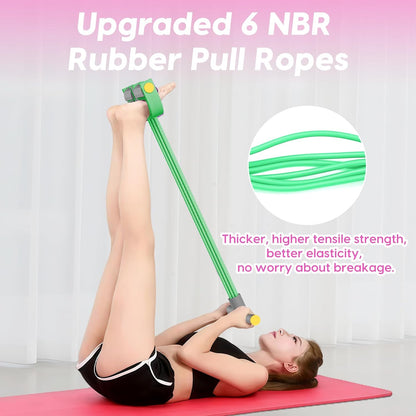 Pedal Resistance Band with Handles, 6-Tubes Natural Rubber Exercise Bands | Upgrade Foot Pedal Resistance Bands for Working Out, Multifunction Fitness Equipment for Abdomen, Waist, Arm, Leg, Pilates