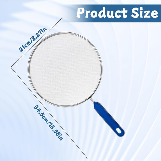 8.3 Inch Grease Splatter Guard for Frying Pan, Stainless Steel Grease Screen with Grip Handle, Ultra Fine Mesh Prevents Oil Splatters for Frying Pan